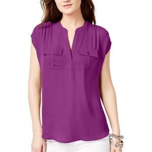 NC Womens Split Neck Utility Shirt Purple XL